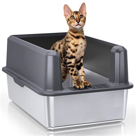 stainless steel litter box with grate|extra large stainless steel cat litter box.